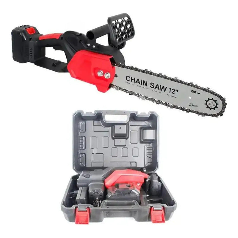 Motosierra Eléctrica A Batería Espada 12 Pulgadas Con Maleta