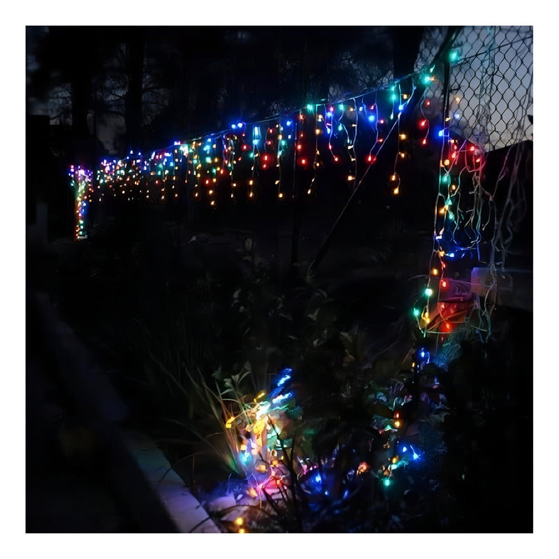 Luces Cascada Navideñas Guirnalda Led Luz Solar 3mt 144 Leds Color De Las Luces Multicolor