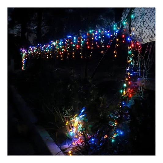Luces Cascada Navideñas Guirnalda Led Luz Solar 3mt 144 Leds Color De Las Luces Multicolor