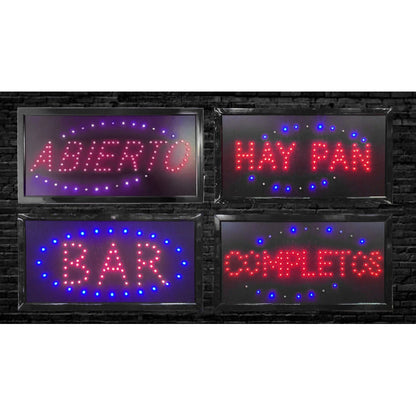 Letrero Aviso Led Signs Luminoso - Abierto - 48x25cm