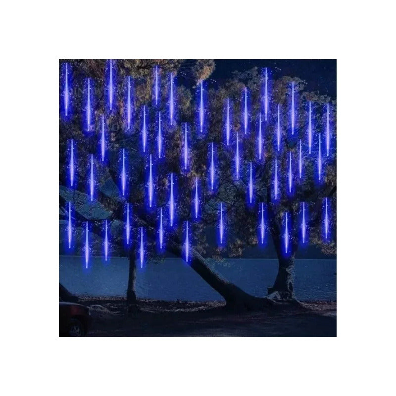 Luces Tubo Solar Led Guirnalda Lluvia De Meteoritos Exterior Azul