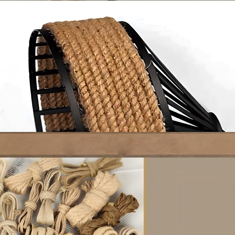 Lampara Colgante Con Cuerda Cáñamo - Metal Rustica Colgante Estructura Negro