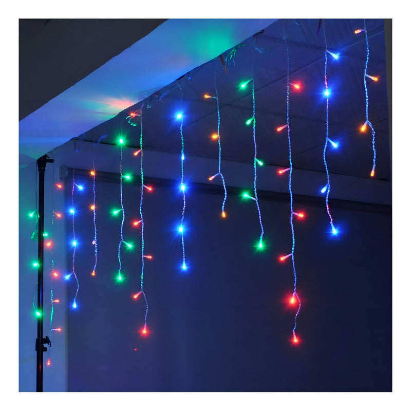 Luces Cascada Navideñas Guirnalda Led Luz Solar 3mt 144 Leds Color De Las Luces Multicolor