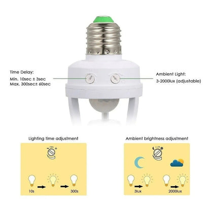 Soquete Sensor Movimiento Adaptador Ampolleta E27 Blanco Neutro