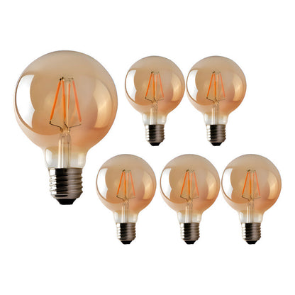 Pack X6 Ampolletas Led G80 Vintage 4w E27 Ambar Luz Amarillo Amarillo