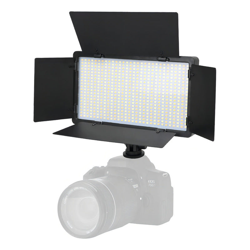 Kit Profesional Luz Relleno Con Trípode Reflector Pro 600led Estructura Negro Luz Blanco Frío