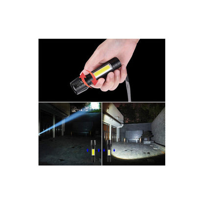 Mini Linterna Led De Mano Recargable Usb Gancho 525 Con Zoom Blanco Verde