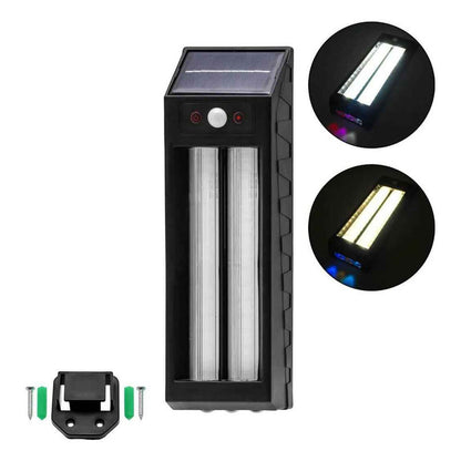 Pack X2 Aplique Solar Led Lampara De Pared Con Doble Luz 18w Agua