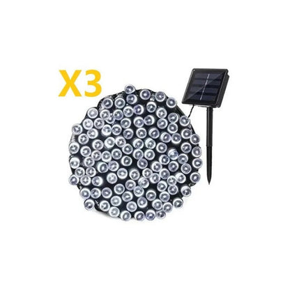 Guirnalda Led Solar X3 Fria 100 Led Luz 10 Metros Ext E Int