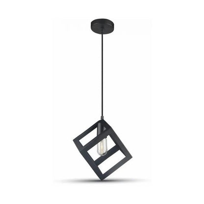 Lampara Colgante Fierro Cuadrada, Incluye Ampolleta Vintage Negro