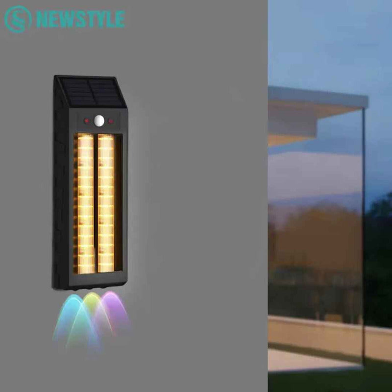 Pack X2 Aplique Solar Led Lampara De Pared Con Doble Luz 18w Agua