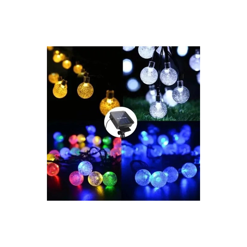Luces Solar Led Bolitas Guirnalda Rgb Solar Navidad Solar