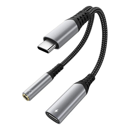 Adaptador Split De Audífonos Y Carga Tipo-c A Audio Jack 3.5