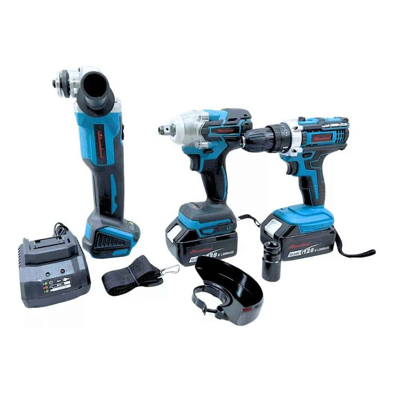 Set 3 Llave De Impacto Esmeril Taladro Percutor Inalambrico