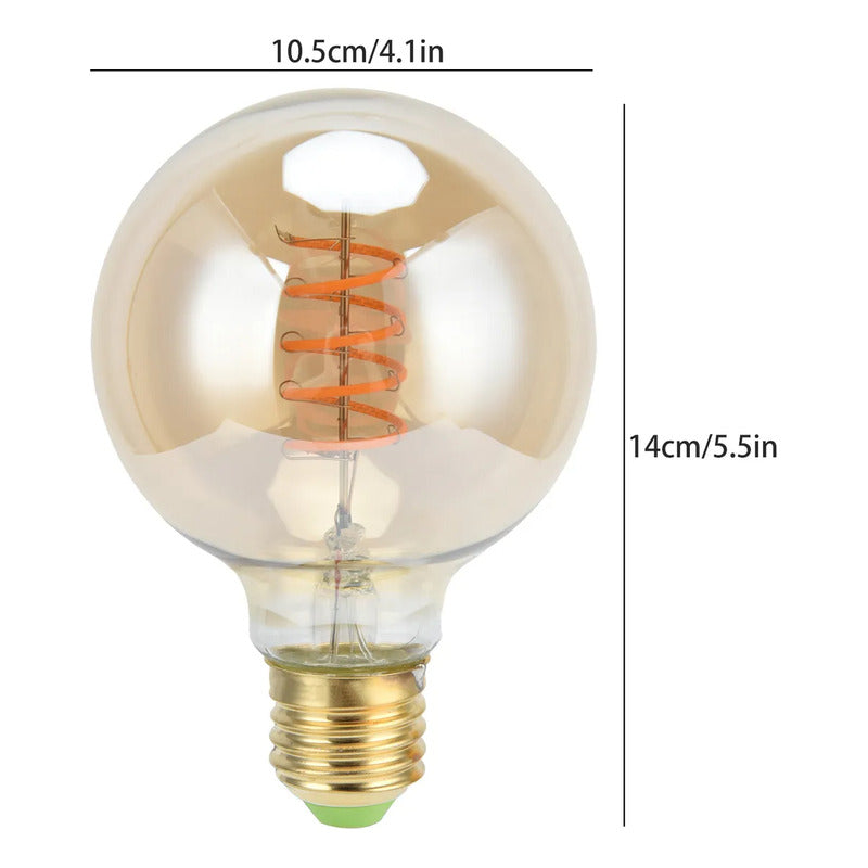 Pack X6 Ampolletas Led G80 Vintage 4w E27 Ambar Luz Amarillo Amarillo