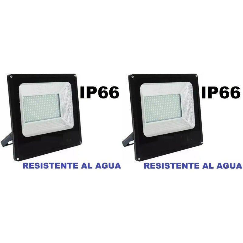 Pack 2 Foco Led 200w Reflector Luz Exterior Cultivo Canchas Negro Fría