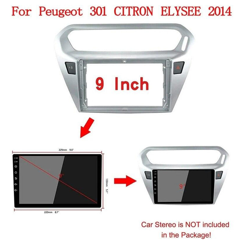 Bisel Radio Adaptador 9 PuLG Citroen C-elysse Y Peugeot 301 Gris