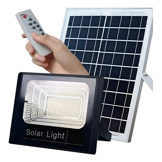 Foco Reflector 300w + Control + Panel Solar Ip66 Negro Fría