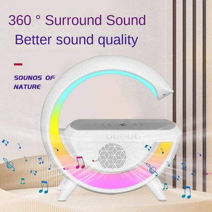 Cargador Inalambrico Parlante Bluetooth Lampara Usb Radio Blanco