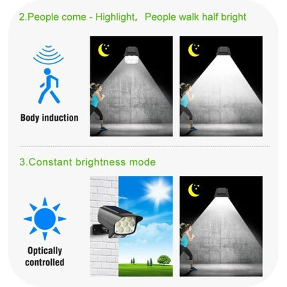 Foco Solar Tipo Camara Seguridad Sensor De Movimiento 77 Led Blanco Fría