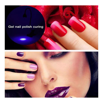 Lámpara Led Luz Uv Para Uñas Tips Soft Gel 3w Clip Mesa Negro