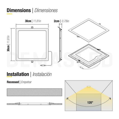 Foco Panel Led 24w Plafón Empotrado Techo Cuadrado 30x30 Cm Blanco Neutro 4000k