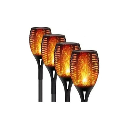 Antorcha Estaca De Fuego Solar Led Carga Automatica Lluvia Negro