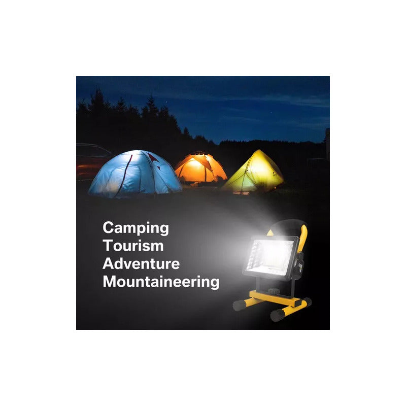Foco Led De Trabajo 100w Portátil Recargable Minero 12v/220v Amarillo Blanco Frío