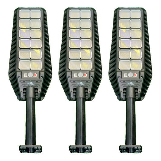 Pack X3 Foco Solar 1200w + Sensor + Soporte + Control Remoto Negro Blanco Frío