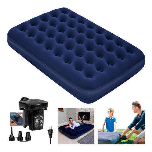 Colchón Inflable 1 Plaza + Bomba De Aire Portátil Negro