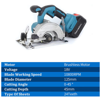 Sierra Circular Inalambrica Portatil + Disco De Corte 50 Azul Petróleo