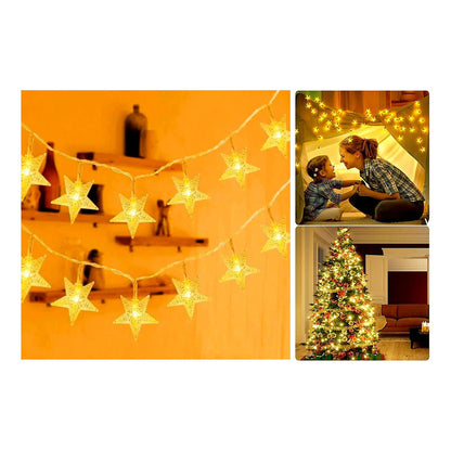 Pack X6 Estrellas Led Solar Cálida Multicolor Navidad Lineal