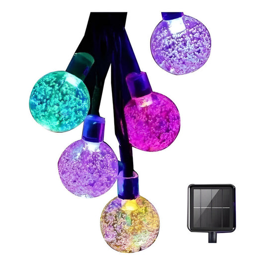 Luces Solar Led Bolitas Guirnalda Rgb Solar Navidad Solar