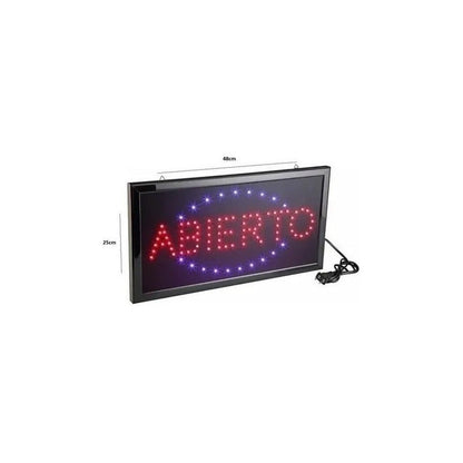 Letrero Aviso Led Signs Luminoso - Abierto - 48x25cm