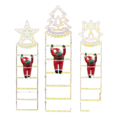 Escalera Viejito Pascuero Con Luces Led Solar 1.60cm Campana Campana Multicolor