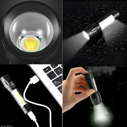 Mini Linterna Led De Mano Recargable Usb Gancho 525 Con Zoom Color De La Linterna Verde Color De La Luz Blanco
