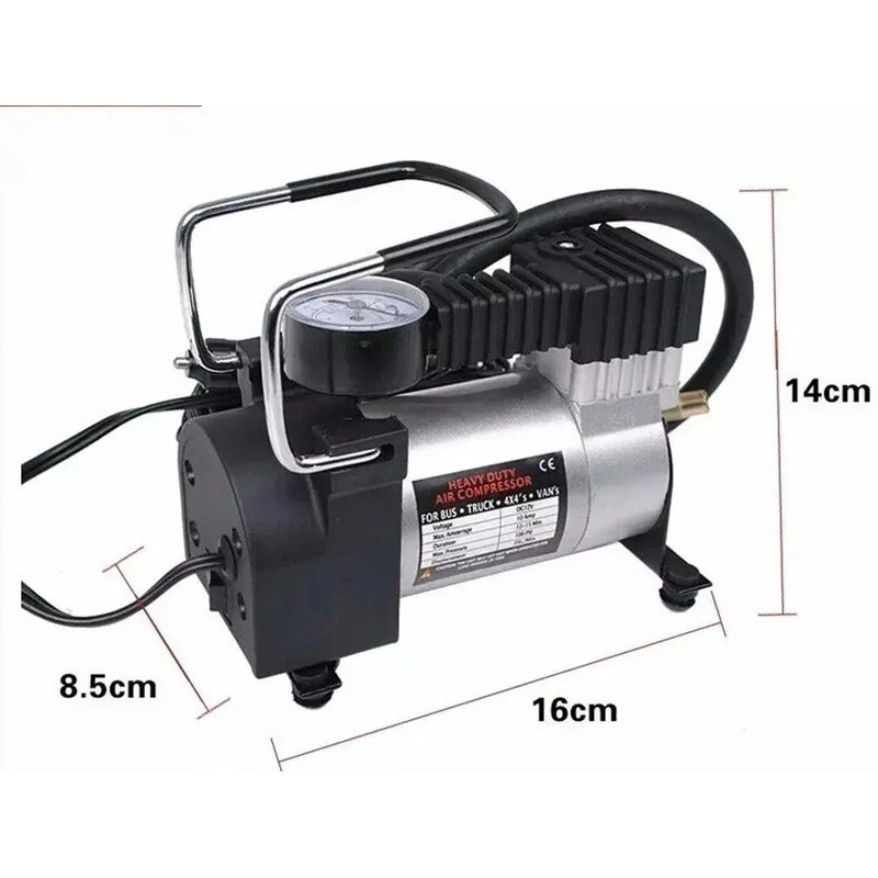 Compresor De Aire 12v Inflador Neumático, Bici, Moto, Pelota Gris 50/60hz Monofásica