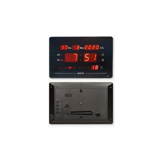 Reloj Digital Led Pared Temperatura Fecha Español Negro Negro