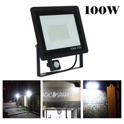 Foco Proyector 100w Con Sensor De Movimiento 220v Negro