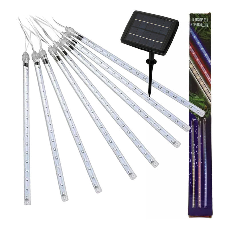 Luces Tubo Solar Led Guirnalda Lluvia De Meteoritos Exterior Blanco Frío
