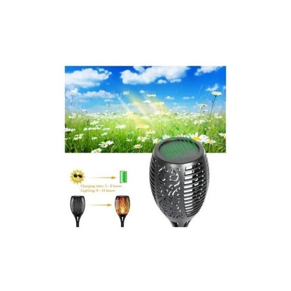 Antorcha X4 Estaca De Fuego Solar Carga Automatica Lluvia Negro