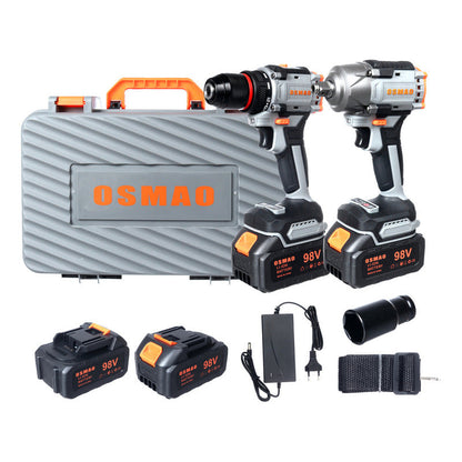 Kit Llave De Llave De Impacto + Taladro 98v Osmao Negro