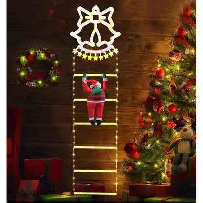 Escalera Viejito Pascuero Con Luces Led Solar 1.60cm Campana Campana Calida