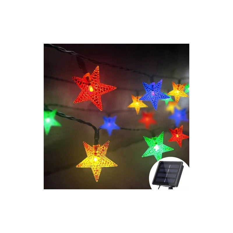 Estrellas Led Multicolor Navidad Guirnalda Lineal Solar Multicolor