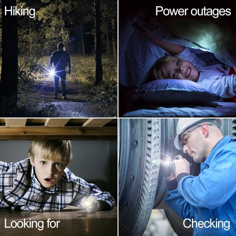 Linterna Led 3000 Lumens Recargable Con Zoom Resiste Lluvia Blanco Negro