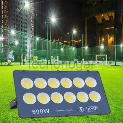 Foco Led De Lupa Reflector 600w Exterior Estadio Impermeable Gris Oscuro Fría