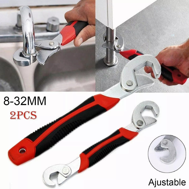 Pack X2 Llaves Tuerca Corona Ajustables Universales 8-32mm Negro