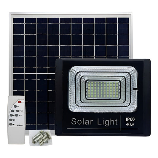 Foco Solar 800w Led + Panel Solar Y Control Remoto Negro Fría