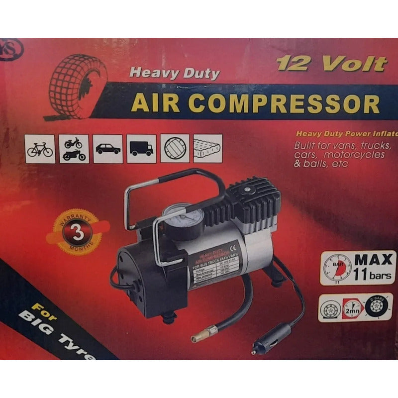 Compresor De Aire 12v Inflador Neumático, Bici, Moto, Pelota Gris 50/60hz Monofásica