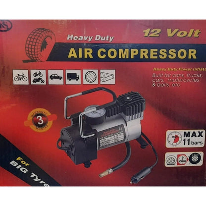 Compresor De Aire 12v Inflador Neumático, Bici, Moto, Pelota Gris 50/60hz Monofásica
